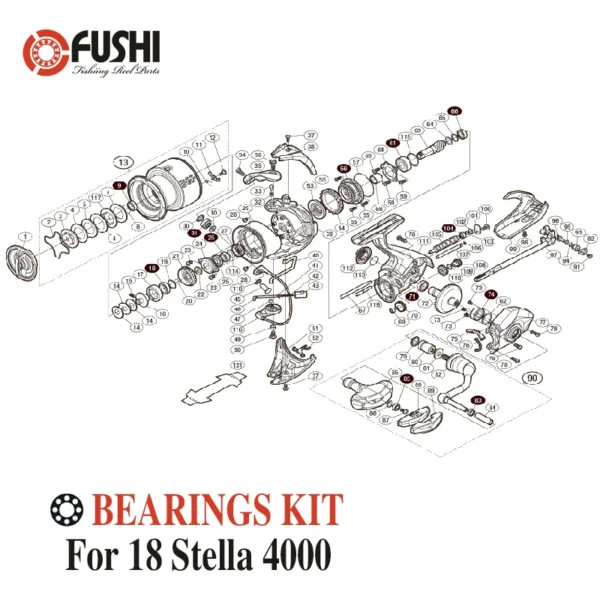 Fishing Reel Stainless Steel Ball Bearings Kit For Shimano 18 Stella 4000 / 03808 Spinning reels Bearing Kits - Image 3