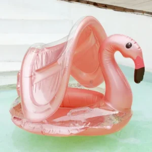 Cartoon Children Inflatable Toy Swimming Ring with Handle Animal Shape Sunshade Inflatable Water Toy Float Swim Seat Summer Pool
