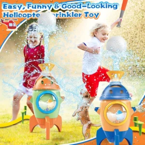 2 In1 Rotation Rocket Baseball Water Sprinkle Toy Outdoor Backyard Garden Playing Equipment Interactive Game Children Party Gift