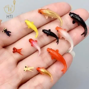 5pcs Quality Doll House Toy Fishing Rod Mini Fishing Net Goldfish Tank Koi Miniature Goldfish Round Square Tank Doll Accessories